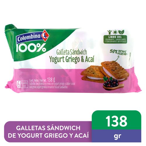 Colombina 100 Sandwich Yog y Acai 138 g