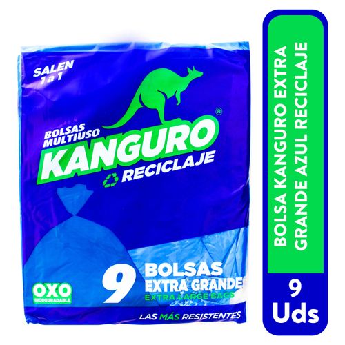 Bolsa Kanguro Extra Grande Azul Reciclyng - 9 Unidades