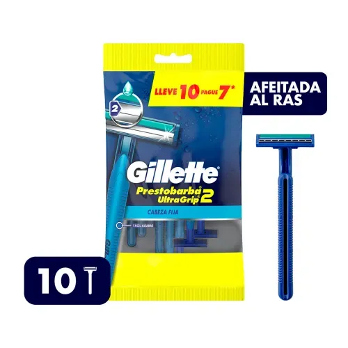 Rasuradora Desechable Gillette Prestobarba Ultragrip2, 10 Uds