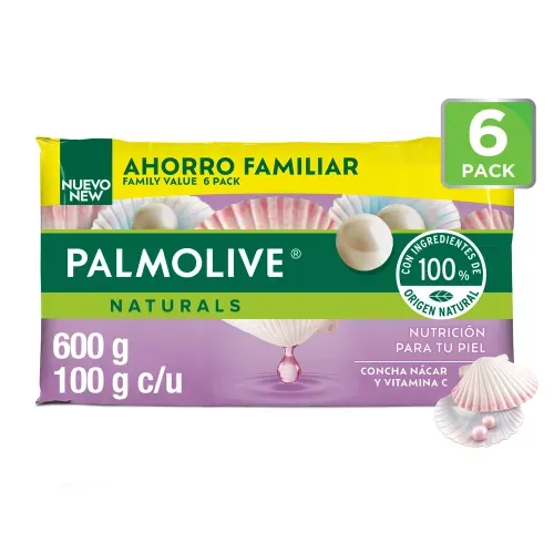Jabón Corporal Palmolive Naturals Nacar y Vitamina C, 6 Pack -100 g