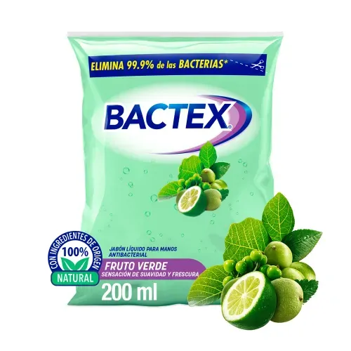 Jabón Bactex Líquido Antibacterial Sachet Fruto Verde - 221 ml