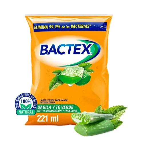 Jabón Líquido Bactex Antibacterial Sábila Sachet -221 ml
