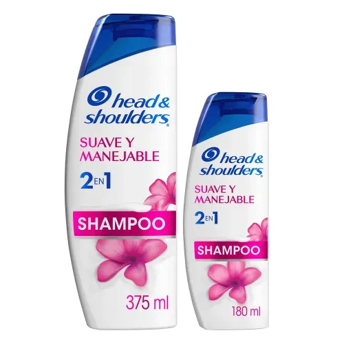 Shampoo Head & Shoulders 2 en 1 Suave Manejable Paquete 2 Unidades - 375 ml + 180 ml