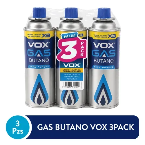 Gas Butano VOX Triple Sistema de Seguridad 3-Pack - 660 g