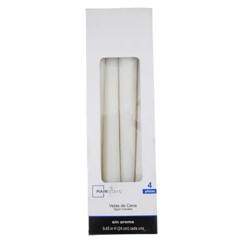 Set De 4 Piezas Velas Taper Color Blanco
