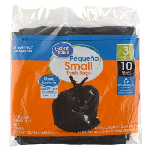 Bolsa Para Basura Supermax, Negra Con Manigueta Pequeña 10 unidades