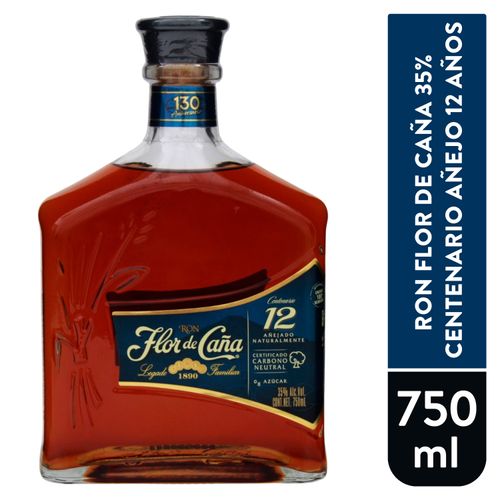 Ron Flor De Caña centenario añejo 12 años - 750 ml