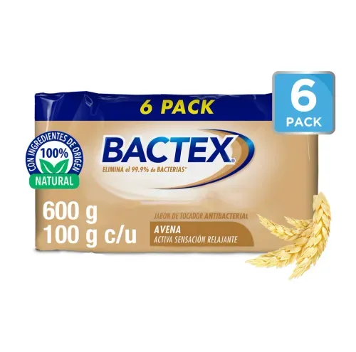 Jabón Corporal Bactex, Antibacterial Avena, 6 Pack -600 g