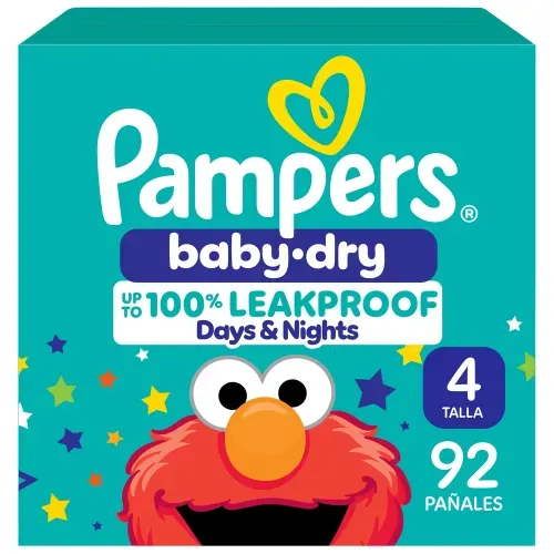Pañales Pampers Baby-Dry Talla 4 Protección Contra Derrames - 92 Uds