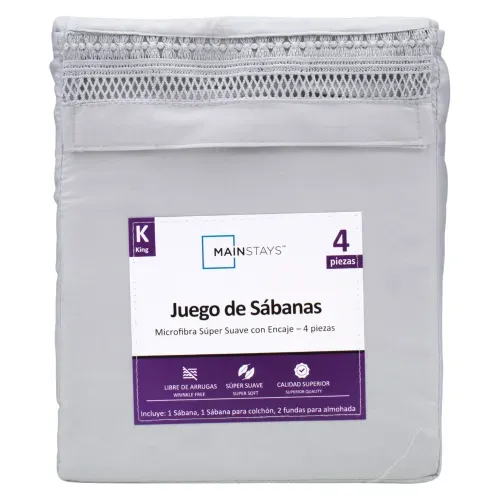 Ms Set De Sabanas Mf Gris Claro k