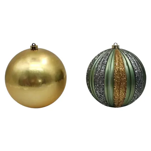Esferas Holiday Time bronce dorado textura Navidad 200 mm - 2 Pzas