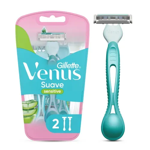 Máquina Afeitar Mujer Gillette Venus Suave Sensitive 3 Hojas Para Depilar - 2 Uds