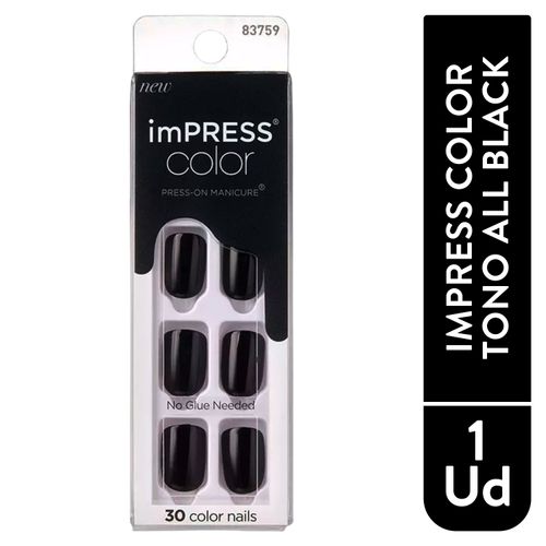 Uñas Kiss Postizas Impress Color All Bk