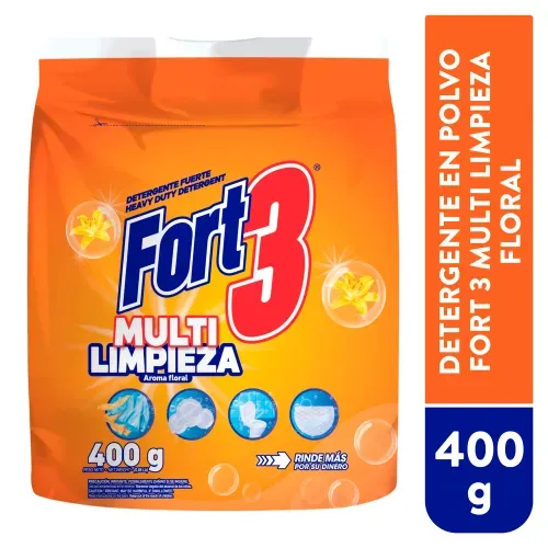 Detergente en polvo Fort3 Multi Limpieza Floral - 400 g