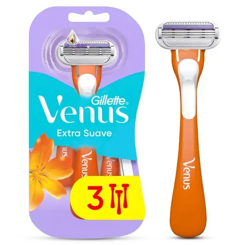 Máquina Afeitar Mujer Gillette Venus Extra Suave Aceite Aguacate 3 Hojas - 3 Uds