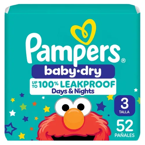 Pañales Pampers Baby-Dry Talla 3 6-12 kg - 52 Uds