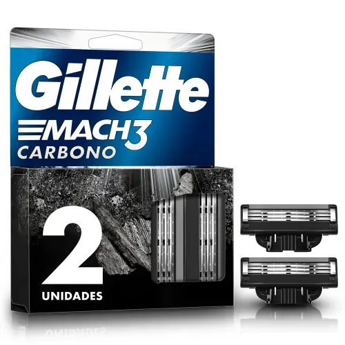 Repuesto Máquina Afeitar Gillette Mach3 Carbono 3 Hojas - 2 Uds