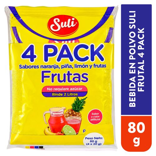 Suli Bebida En Polvo Frutal 4 Pack 80 g