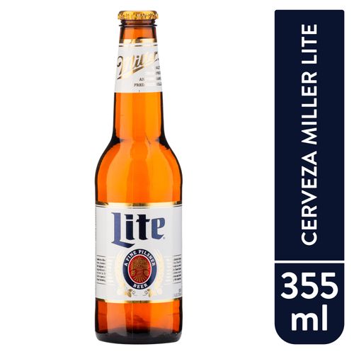 Cerveza Miller lite botella de vidrio - 355 ml