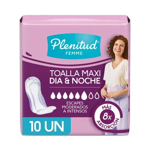 Toallas para Incontinencia Plenitud Femme Maxi Día & Noche - 10 Unidades-Precio indicado por toalla incont/ligera