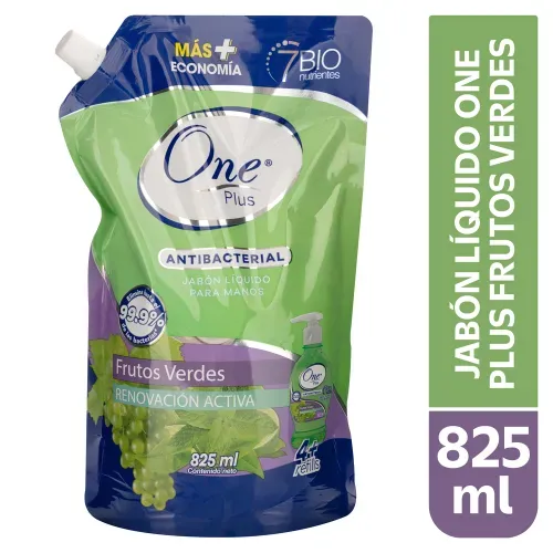 Jábon Líquido One Plus Frutos Verdes -825ml