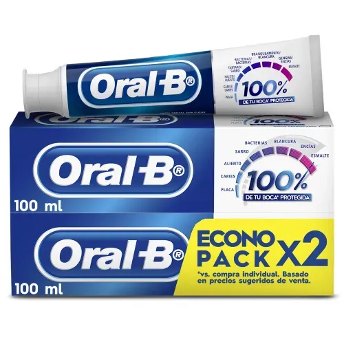 Pasta Dental Oral-B 100% de Tu Boca Cuidada 2 Uds - 100 ml c/u