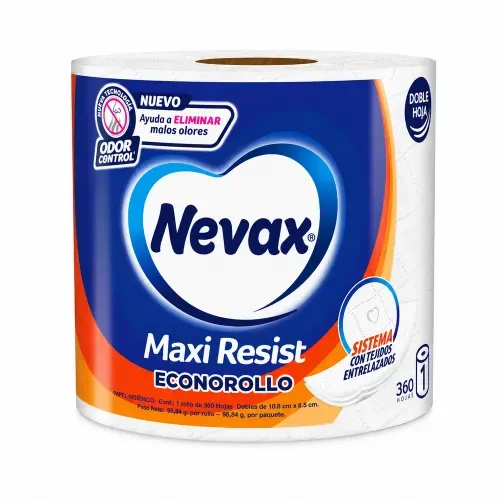 Papel Higiénico Nevax Maxi Resist Econorollo 360 hojas dobles - 1 Rollo