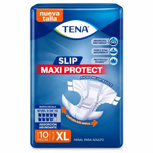 Pañales para adulto TENA Slip Maxi Protect Absorción Abundante Talla XL - 10 piezas​-Precio indicado por panal incont/moderad