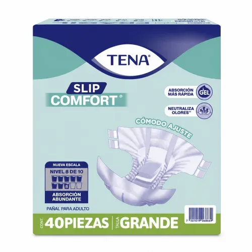 Pañales para adulto TENA Slip Comfort Absorción Abundante Talla G - 40 piezas-Precio indicado por panal incont/severa