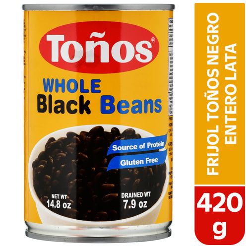 Frijol Toños negros entero en lata - 420 g
