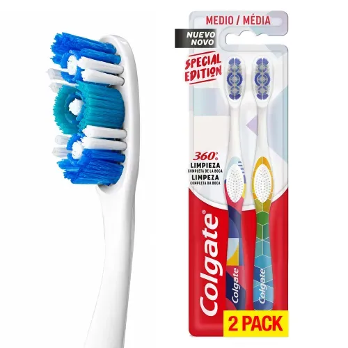 Cepillo Dental Colgate 360 Designer Handles - 2 Pack