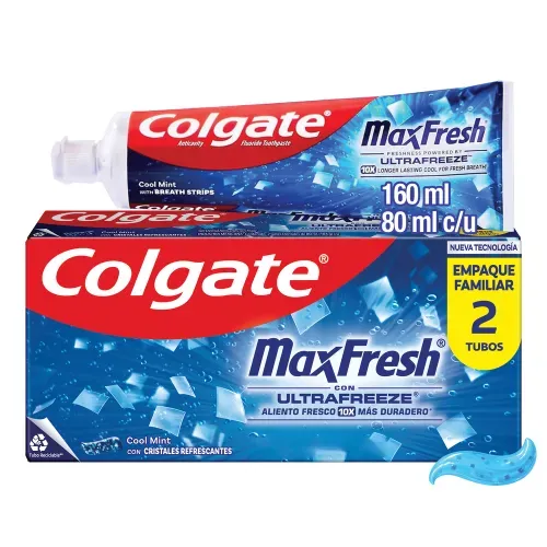 Pasta Dental Colgate Max Fresh Cristales Refrescantes 2 Pack - 80ml