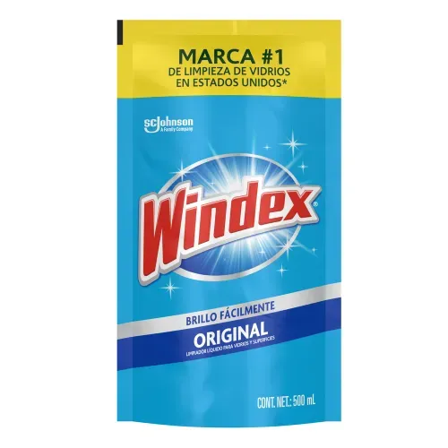 Limpiador Líquido para Vidrios y Superficies Windex con Vinagre Repuesto - 500 ml