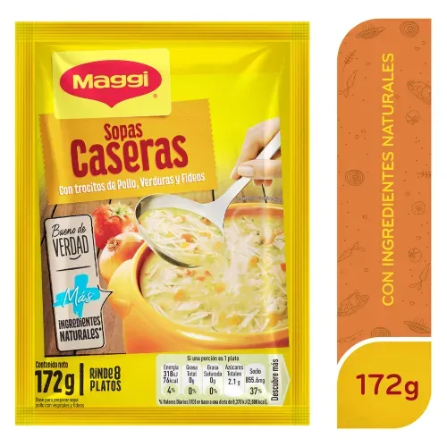 Sopa Maggi Caseras De Pollo Con Vegetales y Fideos - 172 g