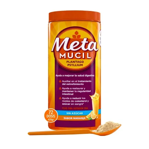 Polvo Soluble Metamucil Regular Sabor Naranja - 425 g-Precio indicado por fibras