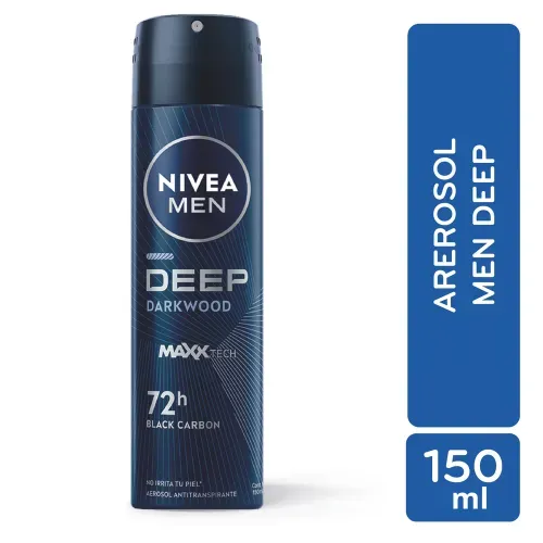 Desodorante Nivea Men  Antibacterial en Spray, Deep Dark Wook Black Carbon - 150 ml
