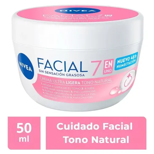 Crema Facial Nivea 7 En 1 Cuidado Tono Natural -50ml