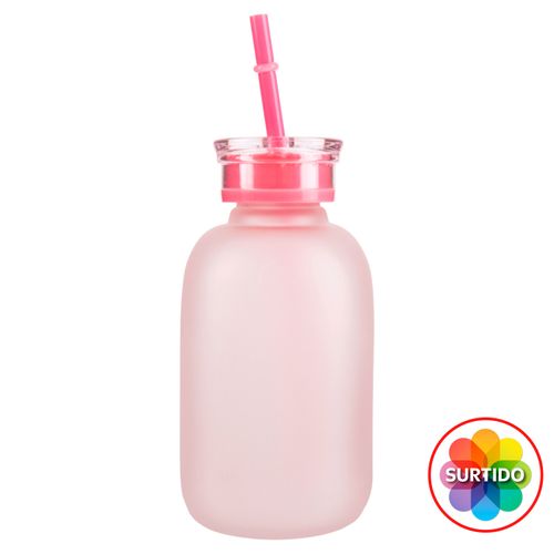 Botella d Cristal Sg Con Pajilla