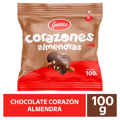 Chocolate Gallito corazón con almendra - 100 g