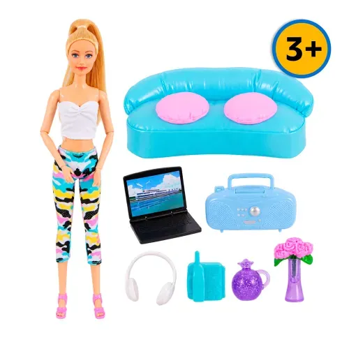 Muñeca Brittany Collection con accesorios de sala