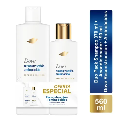 Duo Pack Shampoo 370 ml + Acondicionador 190 ml Dove Reconstrucción + Aminoácidos