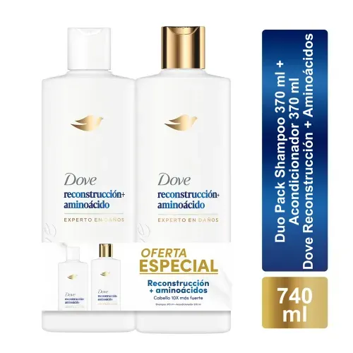 Duo Pack Shampoo 370 ml + Acondicionador 370 ml Dove Reconstrucción + Aminoácidos