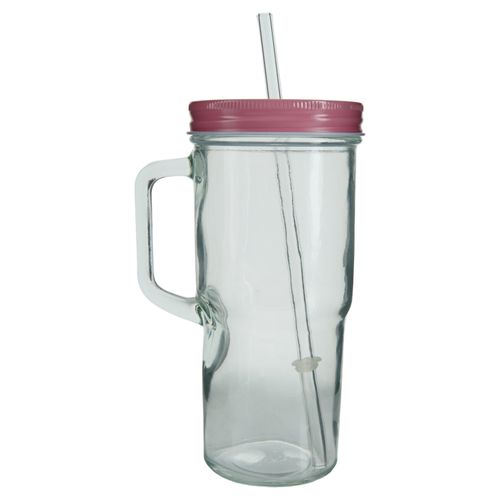 Tarro De Cristal Zibo Con Pajilla