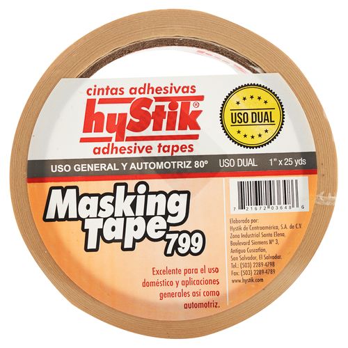 Cinta Adhesiva Hystik Masking Tape De 1 X 25 Yds