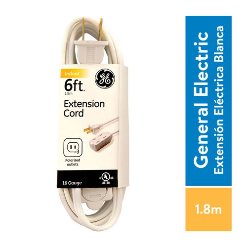 Extension Electrica General Electric con proteccion color Blanca - 1.8mts