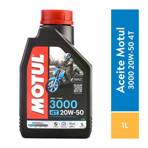 Aceite lubricante Motul 3000 para moto  20W50 4T - 1000 ml