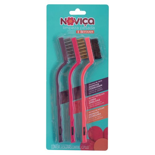 Cepillos Novica Acero, Metálico y Nylon Limpieza Pesada - 3 Unidades