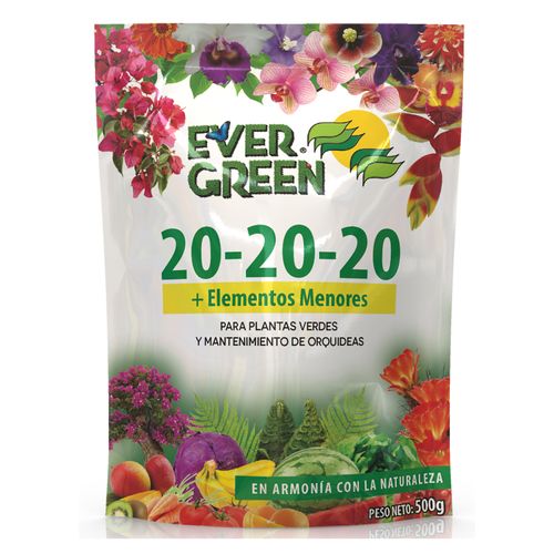 Fertilizante En Polvo Ever Green 20-20-20 - 500Gr