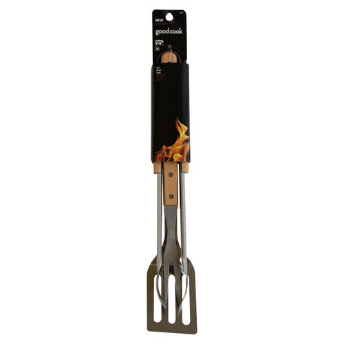 Set Good Cook para Bbq Metal Plateado Y Madera - 3 Piezas