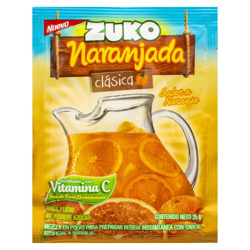 Bebida En Polvo Zuko Naranjada Clásica -25gr